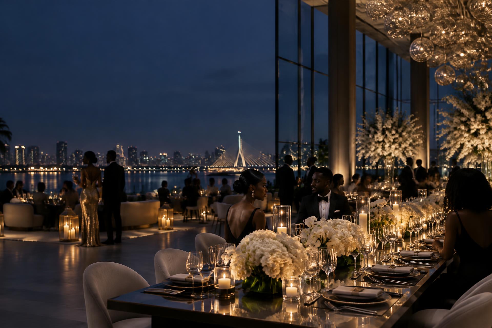 A candlelit Signature event reception